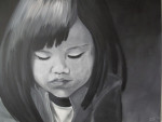 'Indisch meisje', acryl op doek, in lijst 50/60 cm  € 300,-